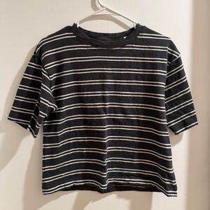 Faherty Black and White Striped Short Sleeve 100% Cotton Tee